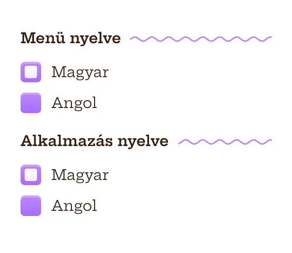 Angol és német nyelvű menü