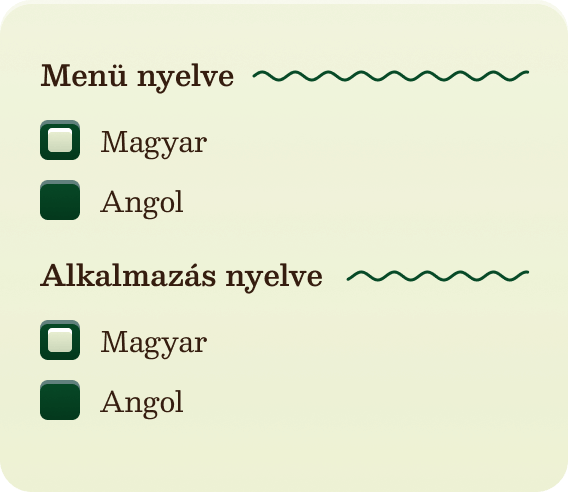Angol és német nyelvű menü