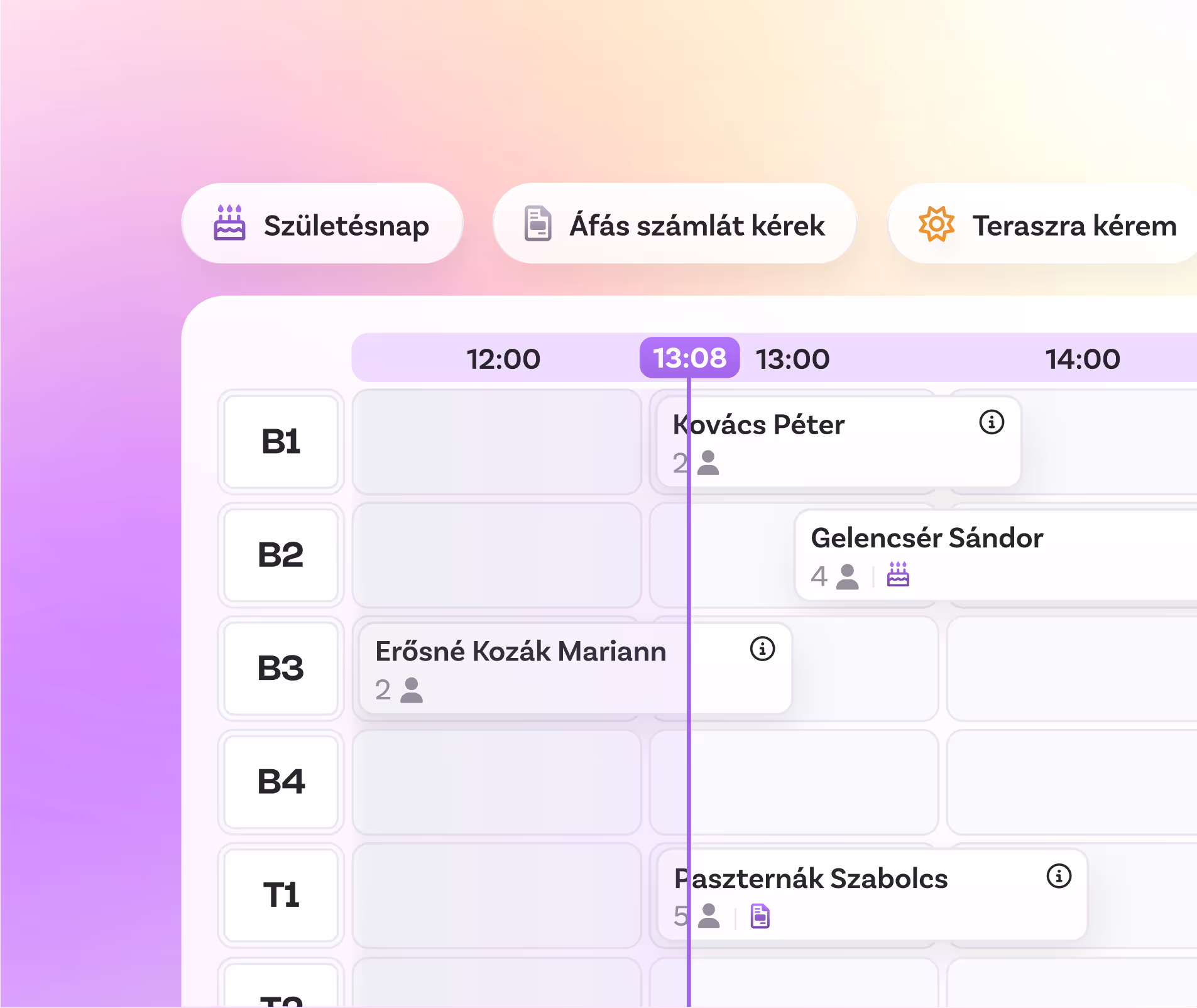 Étterem asztalfoglalás program