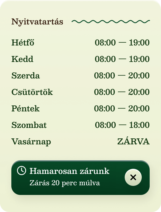 Étterem nyitvatartás